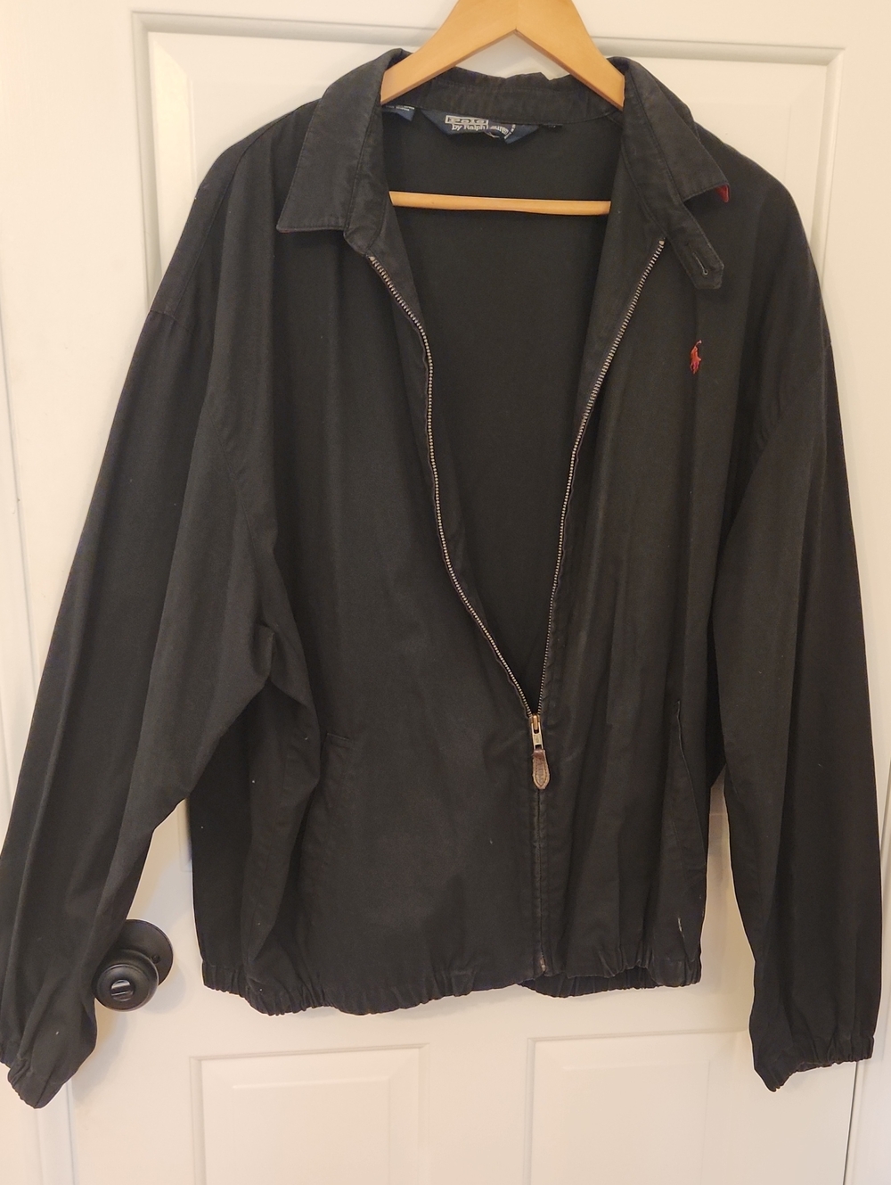 Polo by Ralph Lauren Black Lightweight Zip Jacket with Red Pony